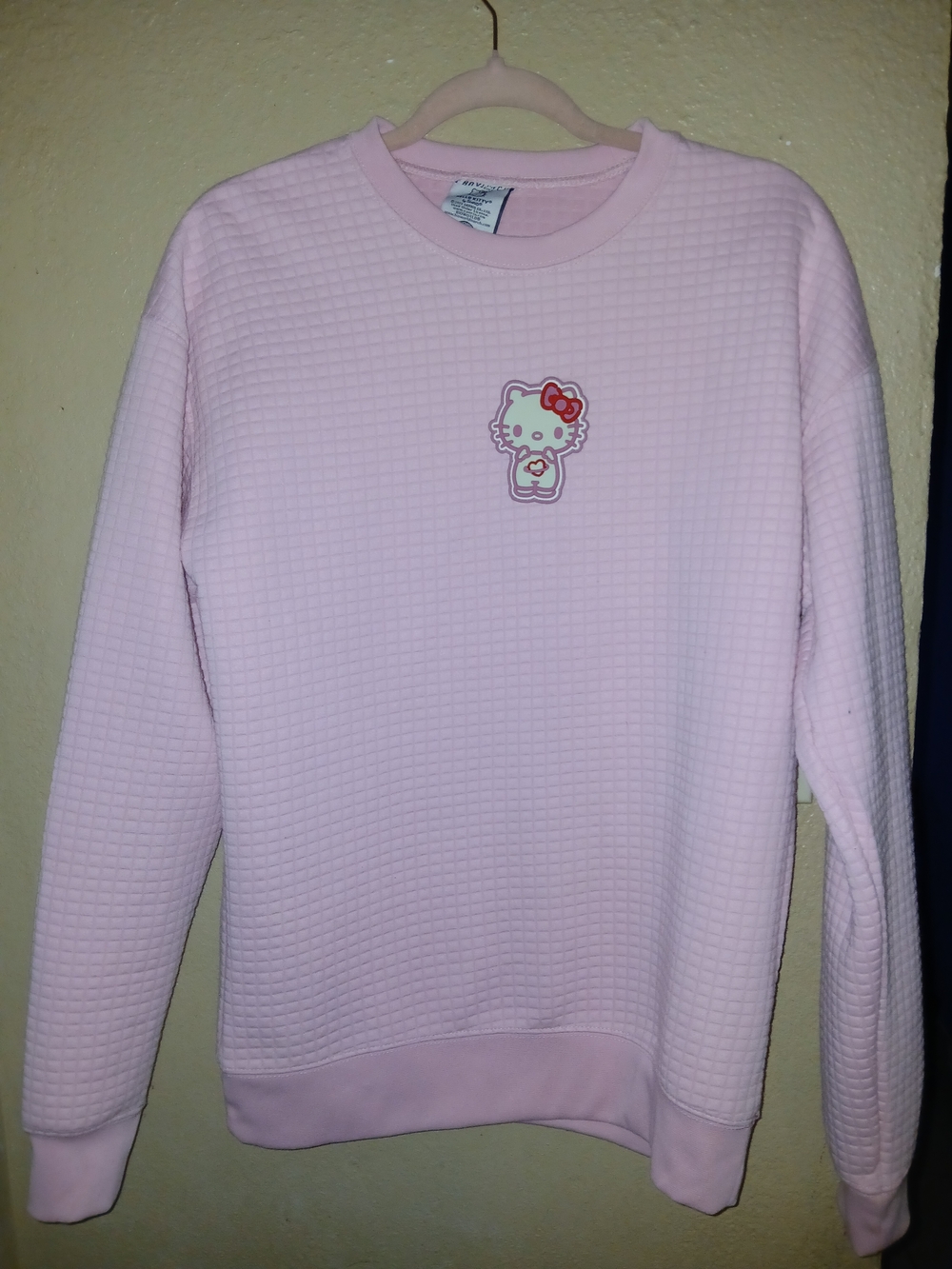 Hello Kitty Box Lunch Pink Waffle-Knit Crewneck Sweater